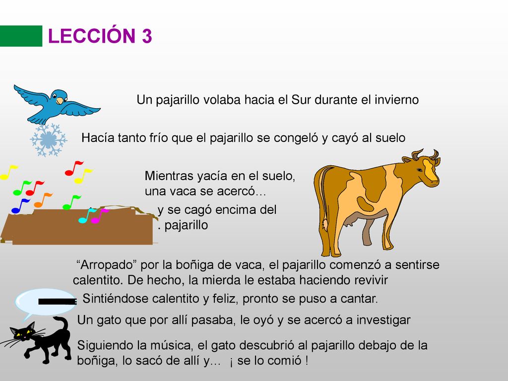 LECCIÓN 3 Un pajarillo volaba hacia el Sur durante el invierno
