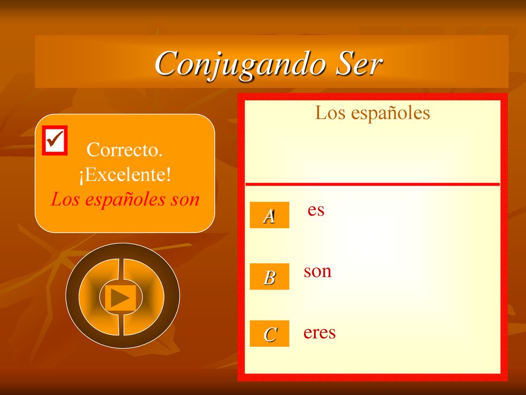 Conjugando Ser  Los españoles Incorrecto. Los españoles = Correcto.