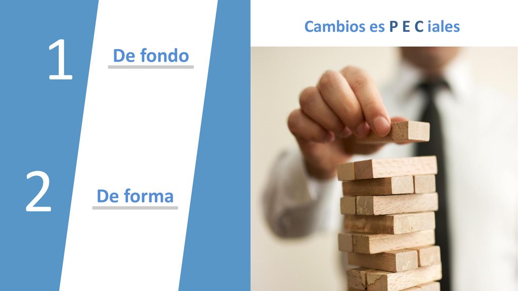 Cambios es P E C iales 1 De fondo 2 De forma