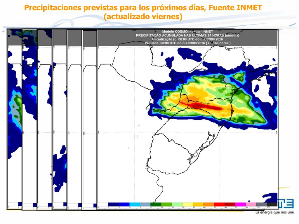 Precipitaciones previstas para los próximos días, Fuente INMET (actualizado viernes)