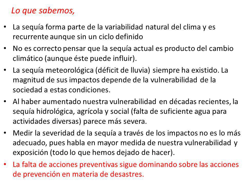 Lo que sabemos, La sequía forma parte de la variabilidad natural del clima y es recurrente aunque sin un ciclo definido.