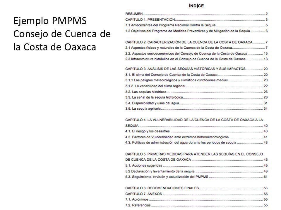 Ejemplo PMPMS Consejo de Cuenca de la Costa de Oaxaca