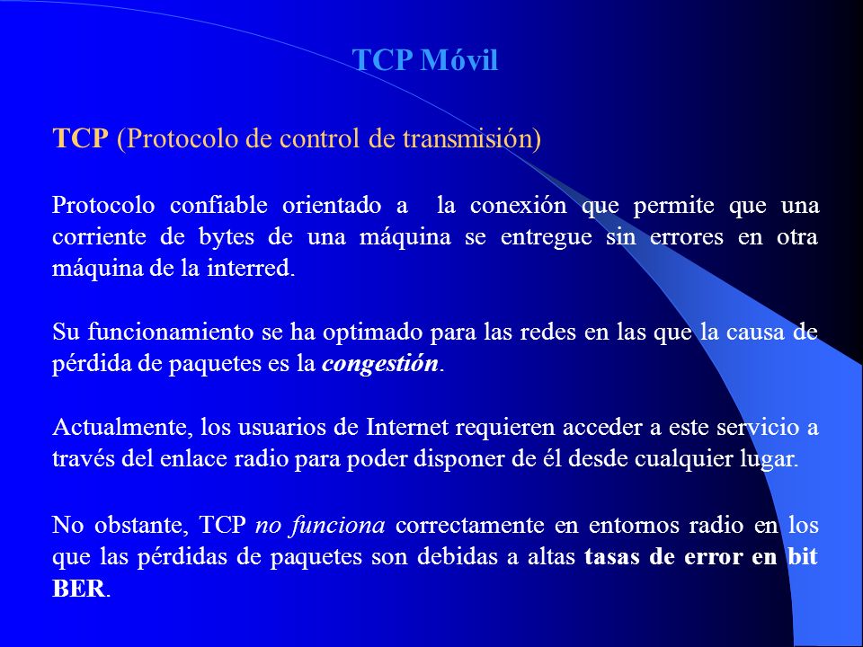 TCP Móvil TCP (Protocolo de control de transmisión)