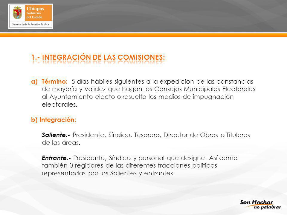 1.- INTEGRACIÓN DE LAS COMISIONES: