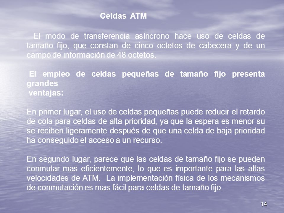 El empleo de celdas pequeñas de tamaño fijo presenta grandes ventajas: