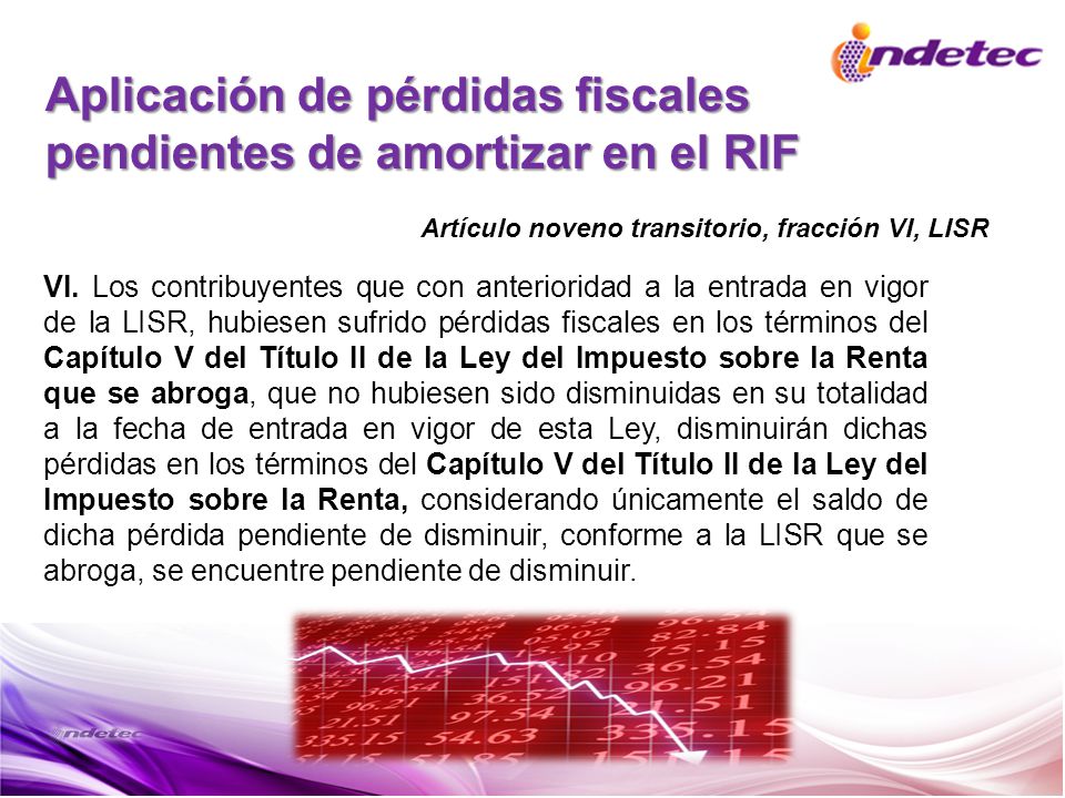 Aplicación de pérdidas fiscales pendientes de amortizar en el RIF