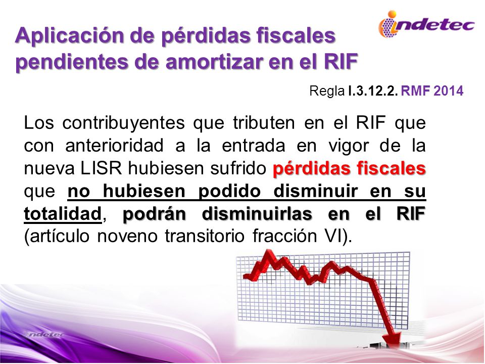 Aplicación de pérdidas fiscales pendientes de amortizar en el RIF