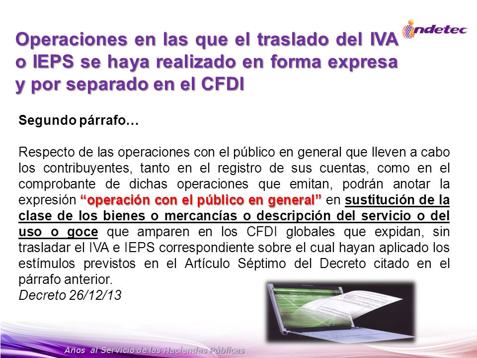 Operaciones en las que el traslado del IVA o IEPS se haya realizado en forma expresa y por separado en el CFDI