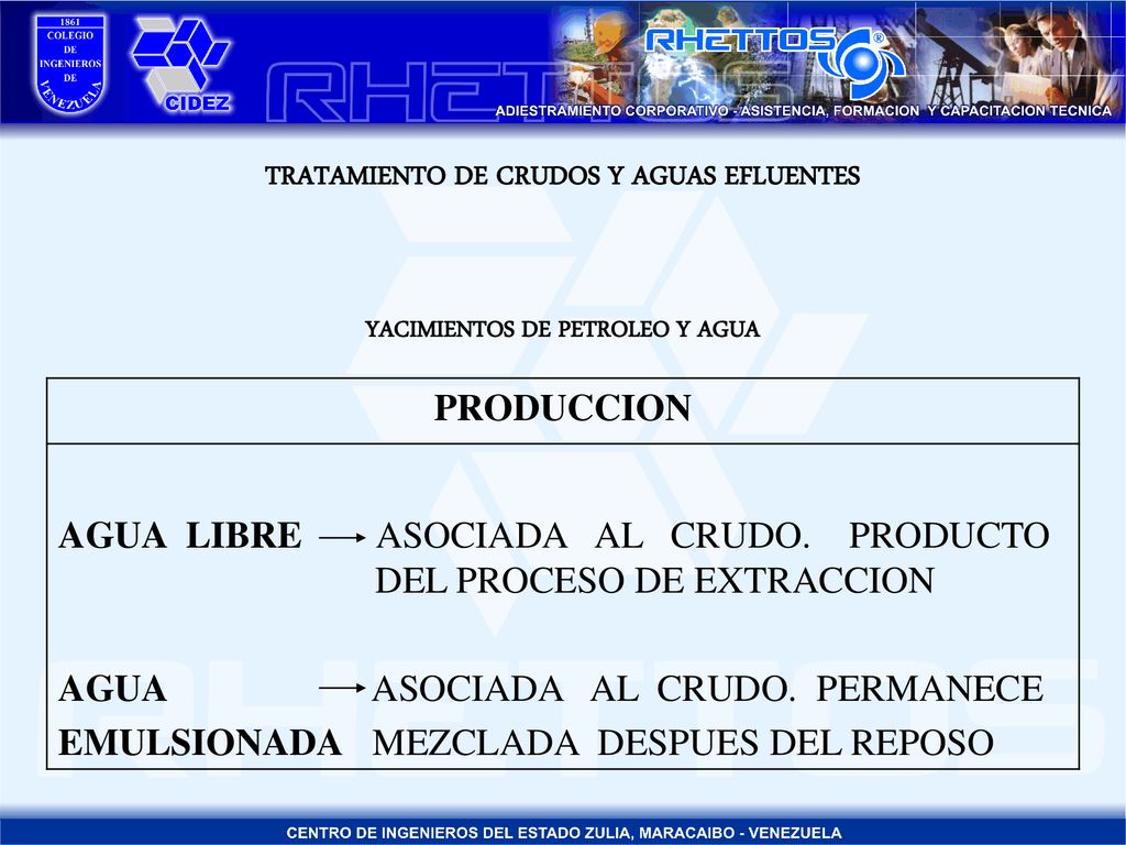 TRATAMIENTO DE CRUDOS Y AGUAS EFLUENTES YACIMIENTOS DE PETROLEO Y AGUA