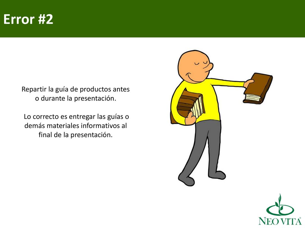 Repartir la guía de productos antes o durante la presentación.