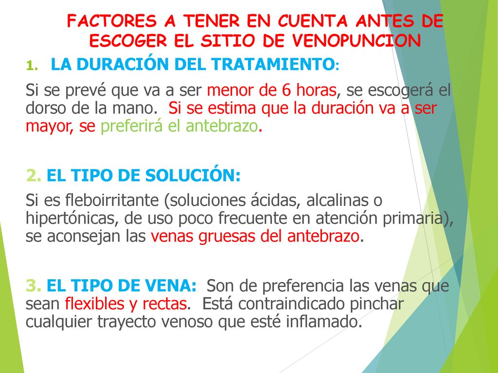 FACTORES A TENER EN CUENTA ANTES DE ESCOGER EL SITIO DE VENOPUNCION