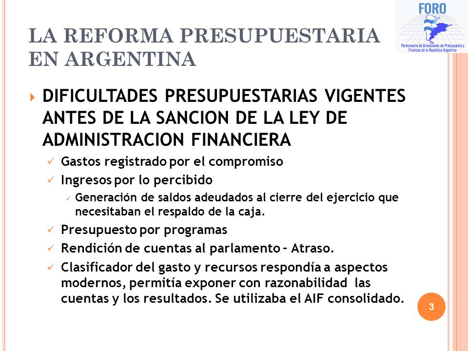 LA REFORMA PRESUPUESTARIA EN ARGENTINA