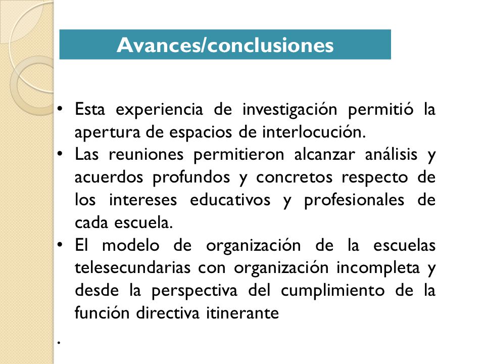 Avances/conclusiones