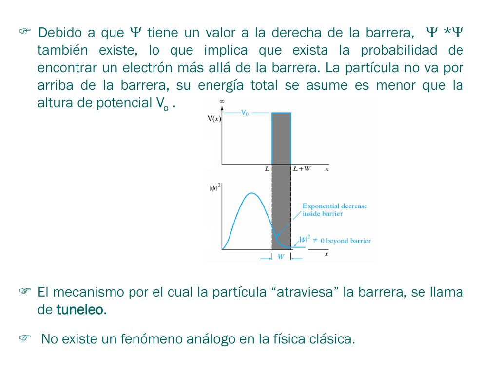  Debido a que  tiene un valor a la derecha de la barrera, 