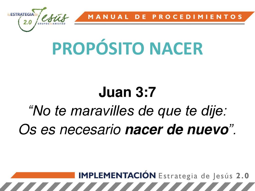 PROPÓSITO NACER Juan 3:7 No te maravilles de que te dije: