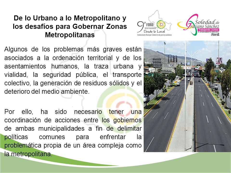 De lo Urbano a lo Metropolitano y los desafíos para Gobernar Zonas Metropolitanas