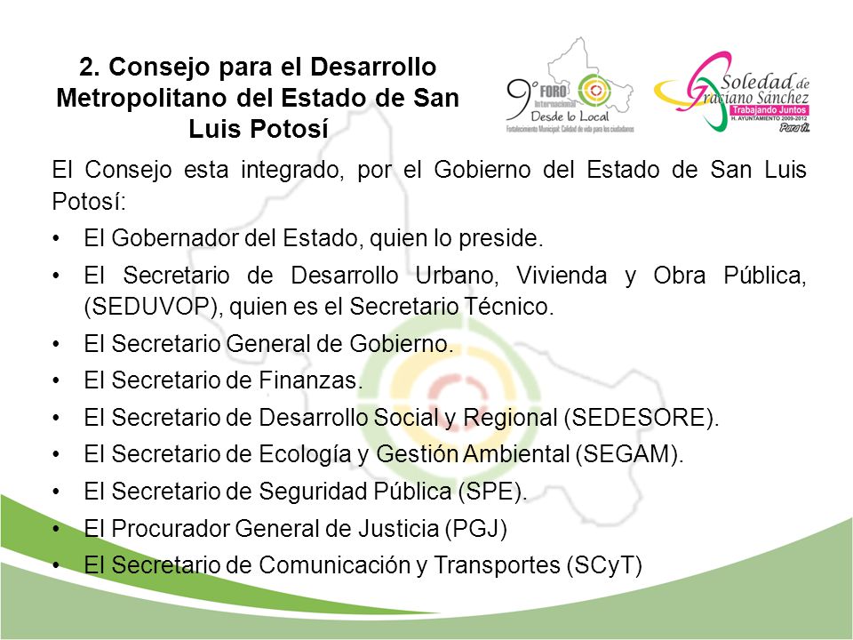 2. Consejo para el Desarrollo Metropolitano del Estado de San Luis Potosí