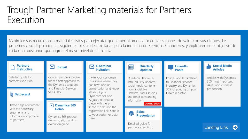 Trough Partner Marketing materials for Partners Execution