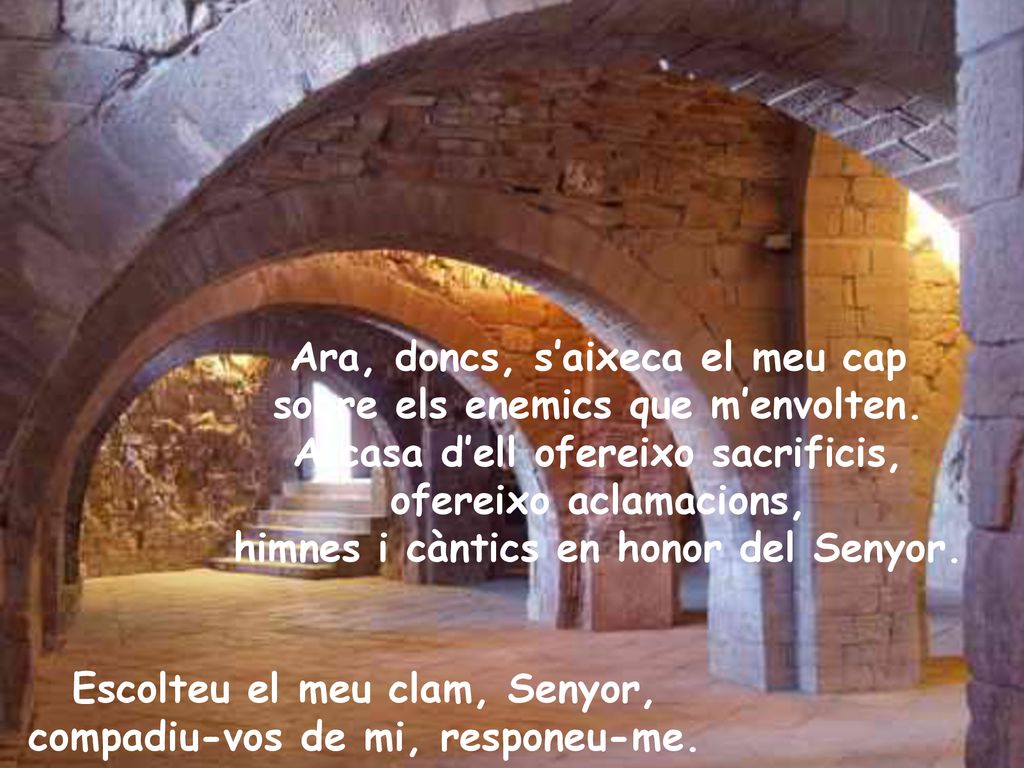 Ara, doncs, s’aixeca el meu cap sobre els enemics que m’envolten.