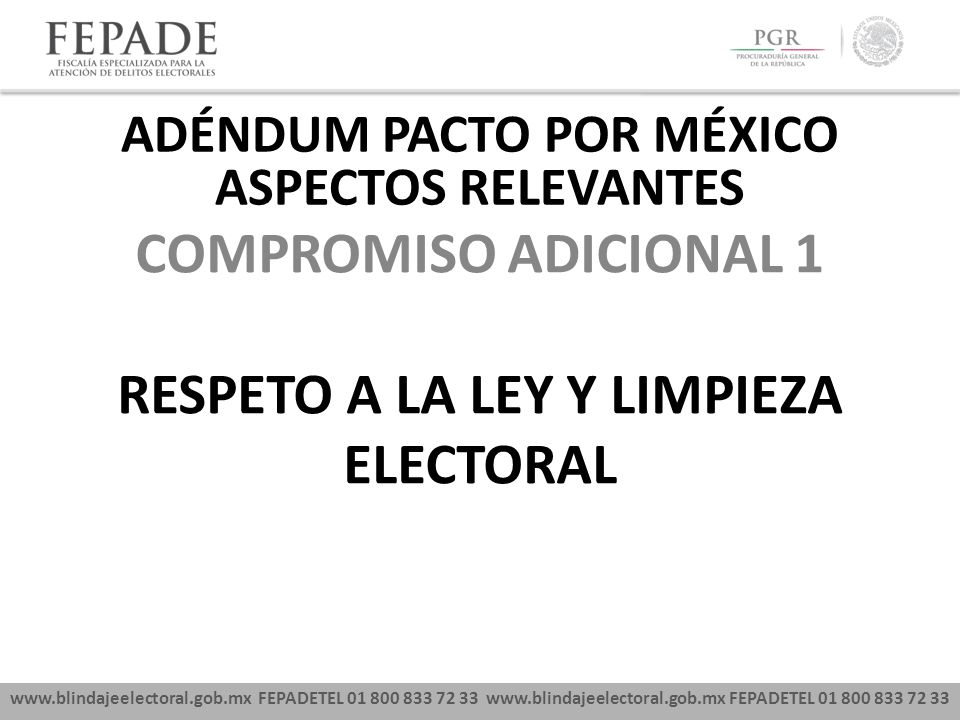 ADÉNDUM PACTO POR MÉXICO RESPETO A LA LEY Y LIMPIEZA ELECTORAL