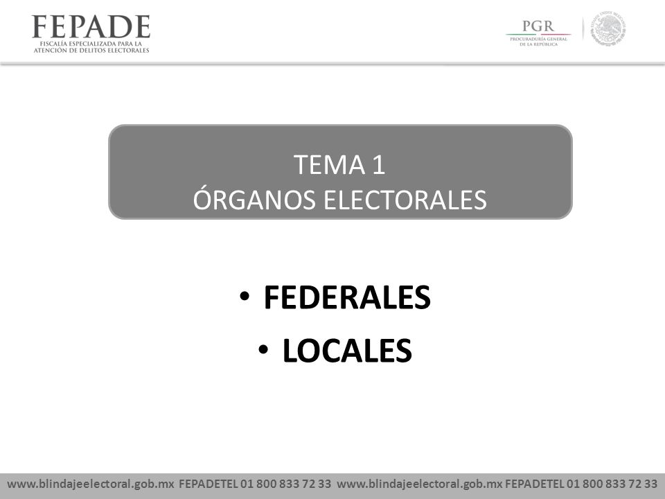 FEDERALES LOCALES TEMA 1 ÓRGANOS ELECTORALES