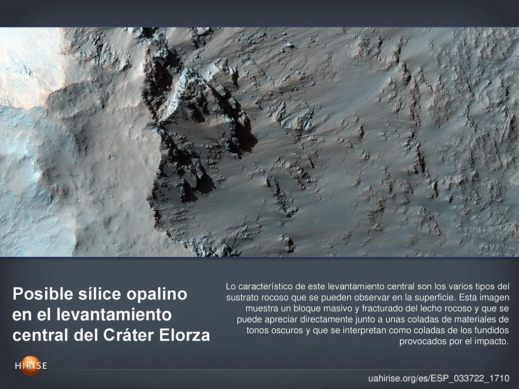 Posible sílice opalino en el levantamiento central del Cráter Elorza