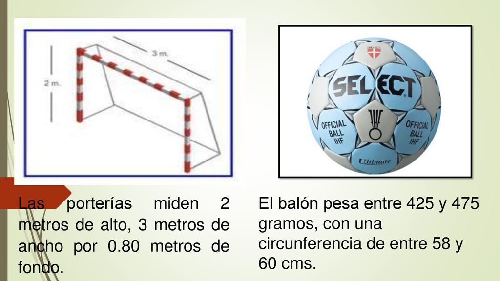 Las porterías miden 2 metros de alto, 3 metros de ancho por 0