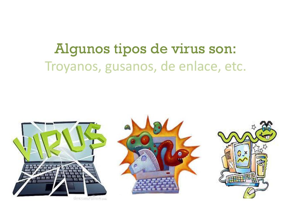 Algunos tipos de virus son: Troyanos, gusanos, de enlace, etc.