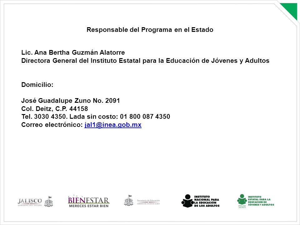 Responsable del Programa en el Estado