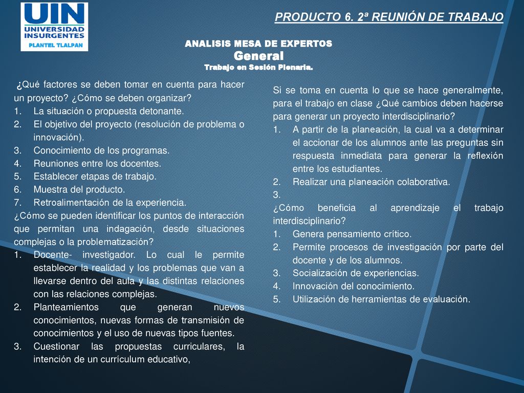 PRODUCTO 6. 2ª REUNIÓN DE TRABAJO