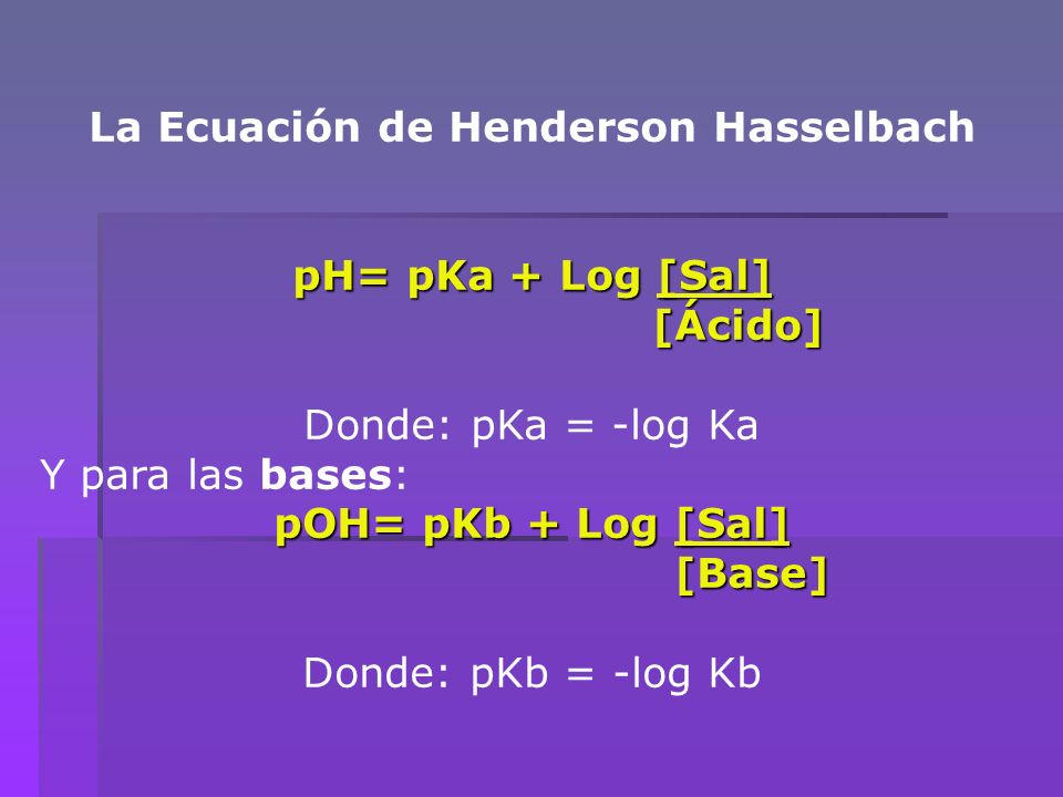 La Ecuación de Henderson Hasselbach