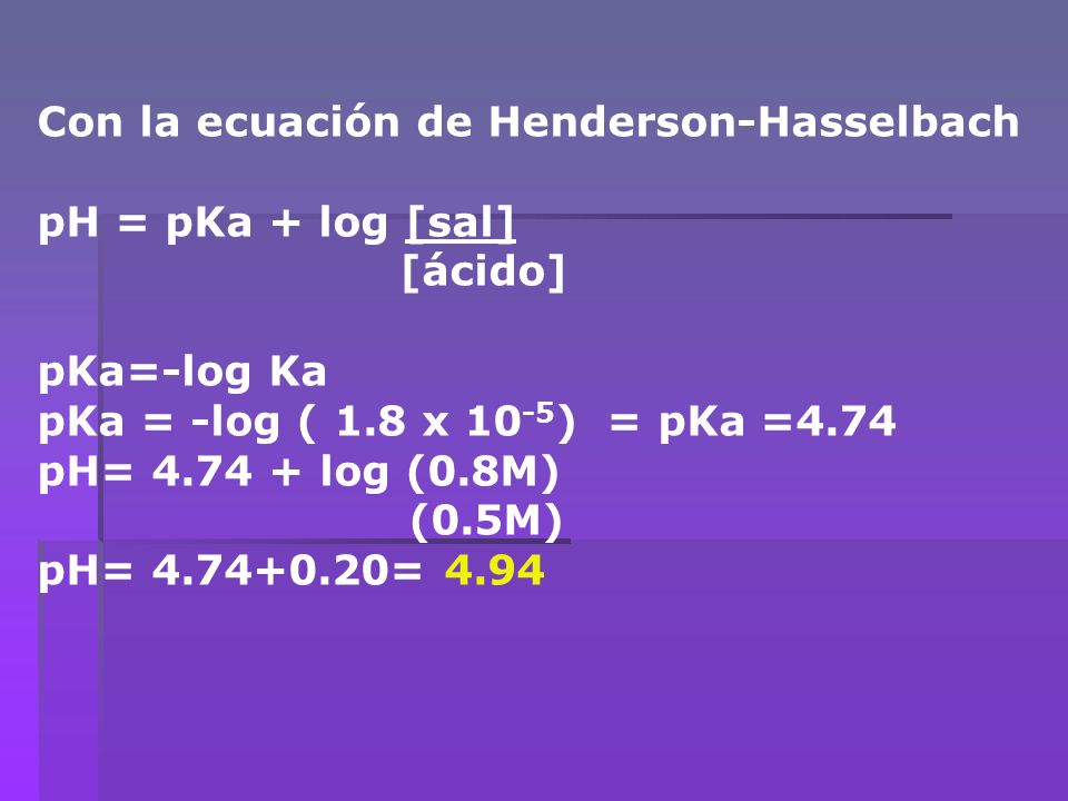 Con la ecuación de Henderson-Hasselbach