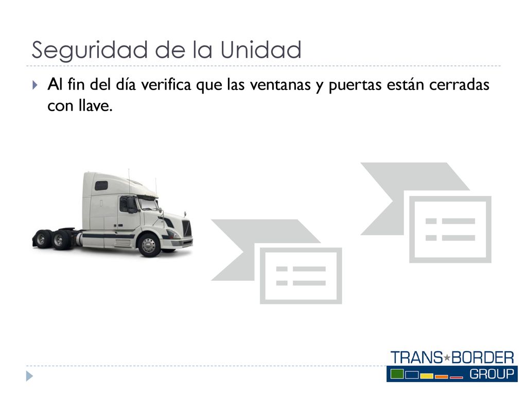 Seguridad de la Unidad Al fin del día verifica que las ventanas y puertas están cerradas con llave.