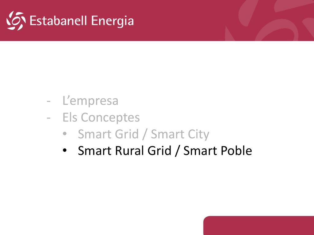 L’empresa Els Conceptes Smart Grid / Smart City Smart Rural Grid / Smart Poble