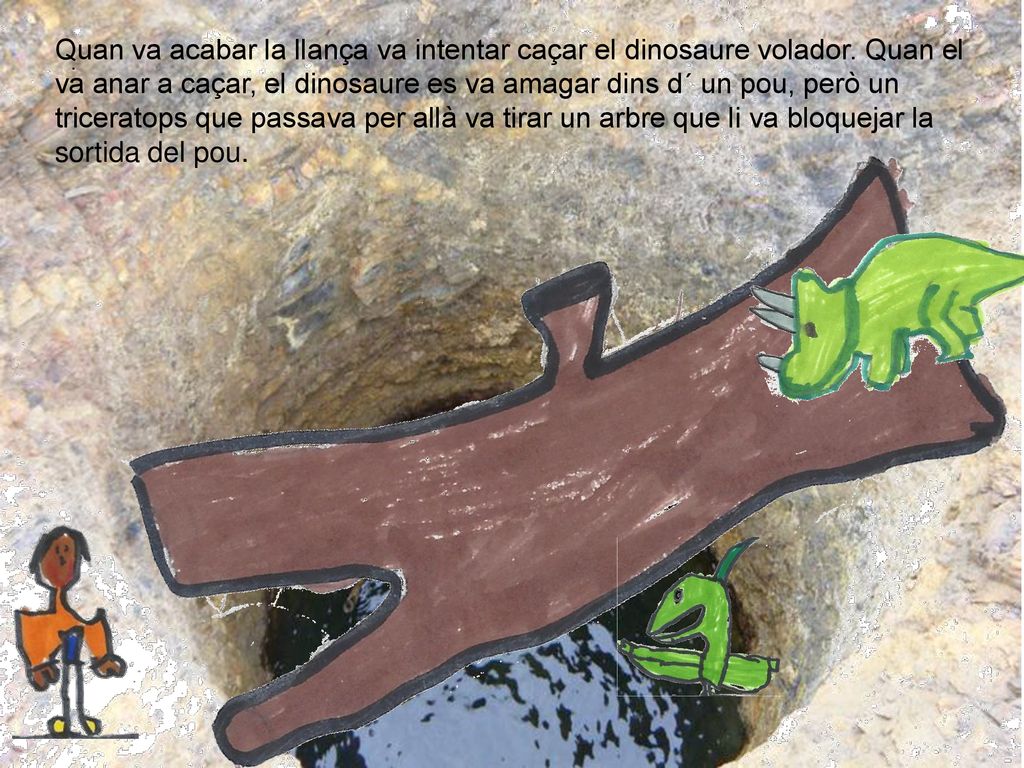 Quan va acabar la llança va intentar caçar el dinosaure volador