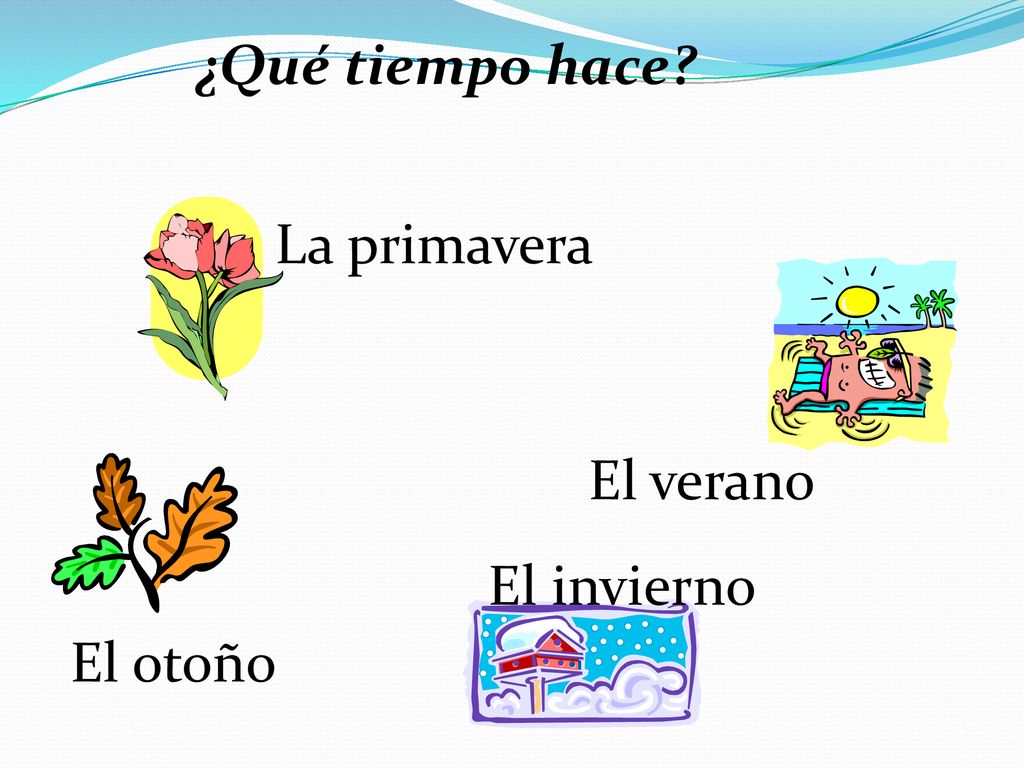 ¿Qué tiempo hace La primavera El verano El otoño El invierno