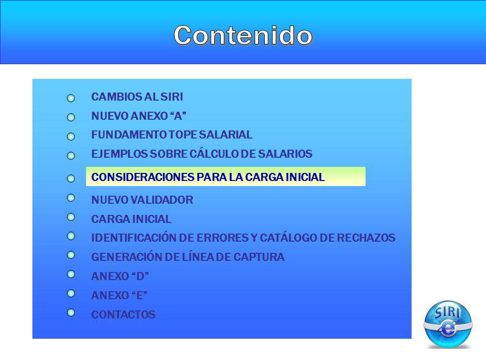 Contenido CAMBIOS AL SIRI NUEVO ANEXO A FUNDAMENTO TOPE SALARIAL