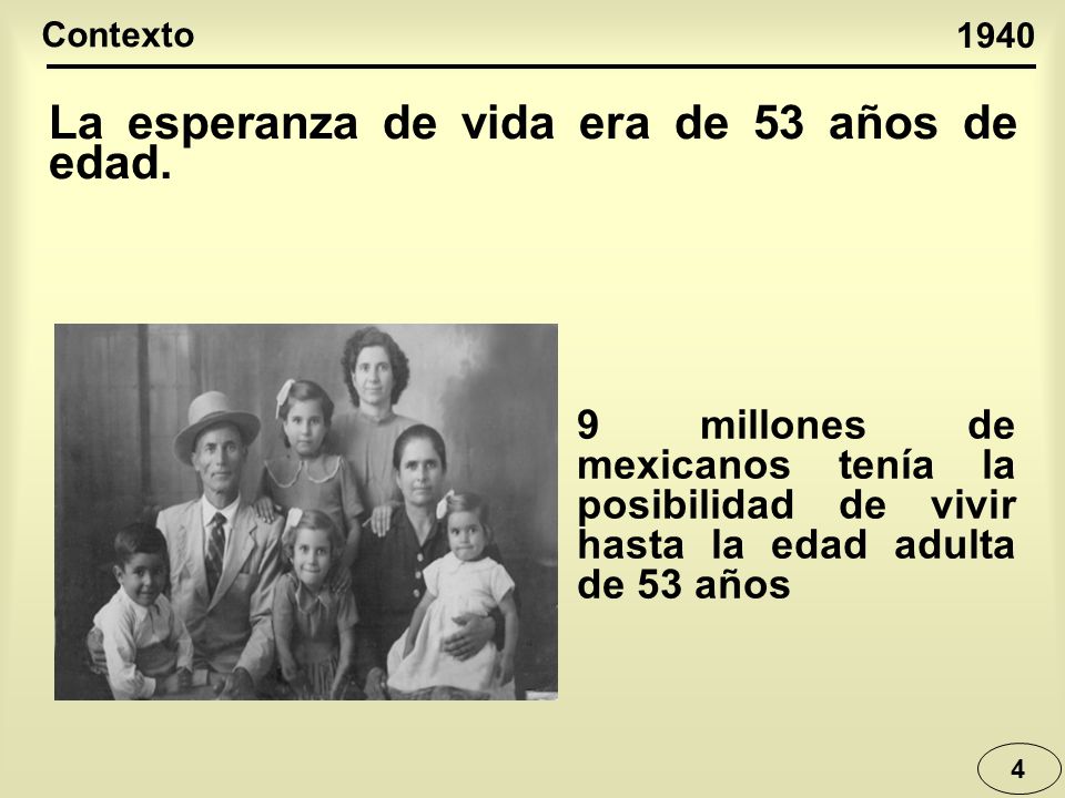 La esperanza de vida era de 53 años de edad.