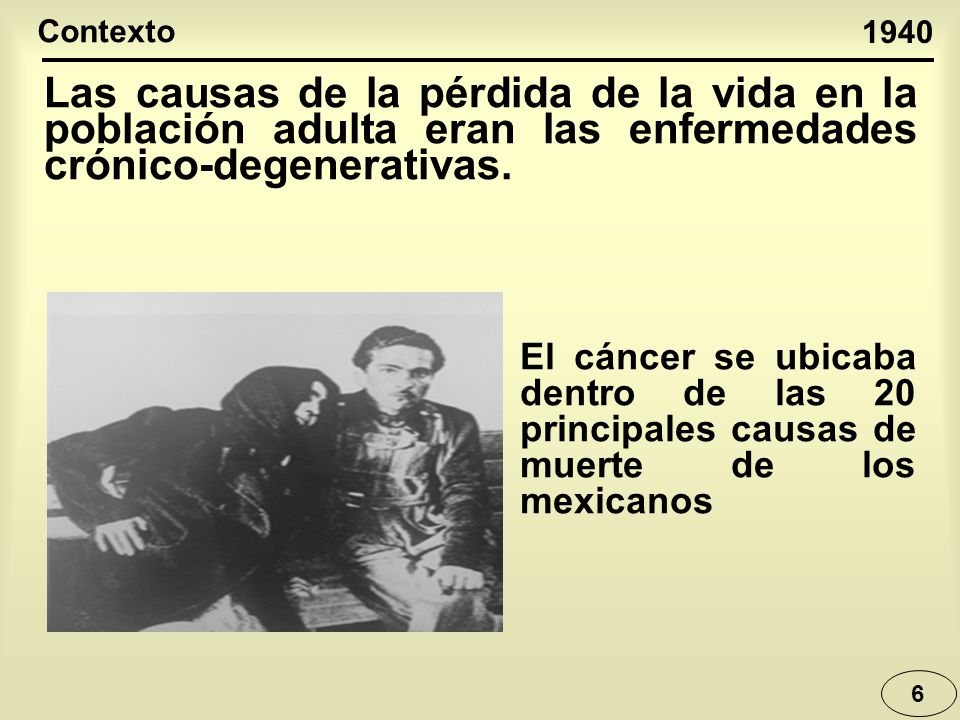 Contexto Las causas de la pérdida de la vida en la población adulta eran las enfermedades crónico-degenerativas.