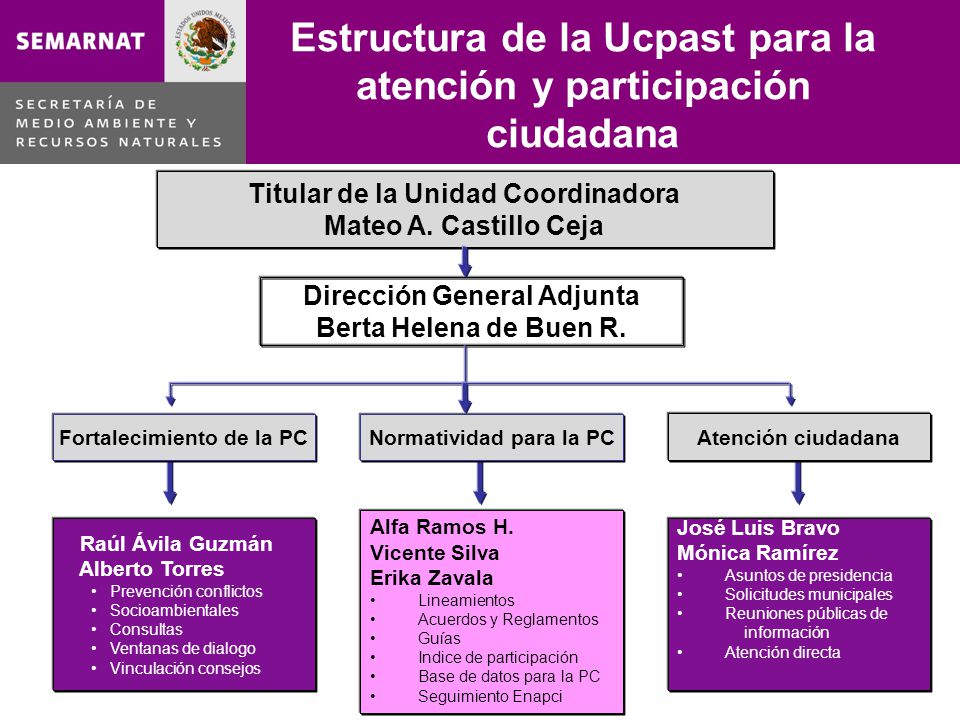 Estructura de la Ucpast para la atención y participación ciudadana