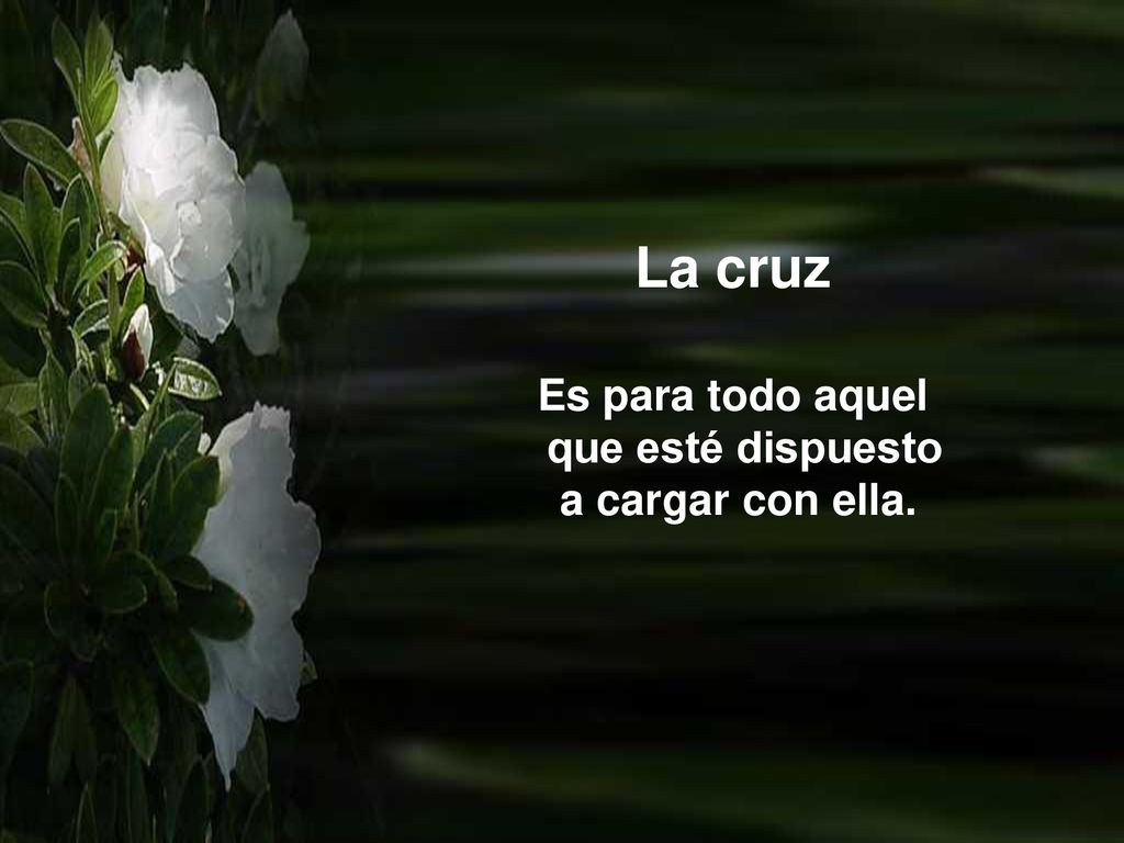 La cruz Es para todo aquel que esté dispuesto a cargar con ella.