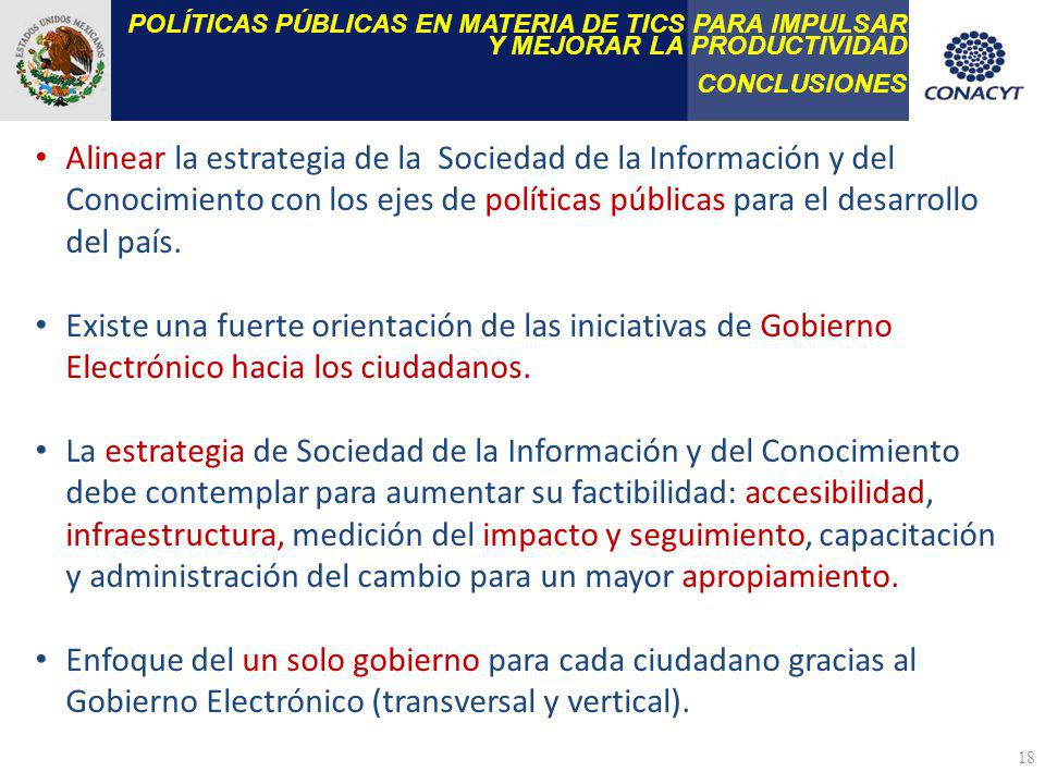 POLÍTICAS PÚBLICAS EN MATERIA DE TICS PARA IMPULSAR Y MEJORAR LA PRODUCTIVIDAD
