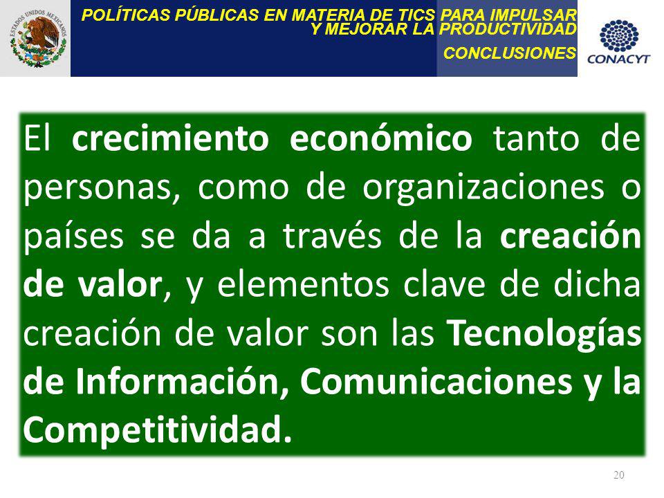 POLÍTICAS PÚBLICAS EN MATERIA DE TICS PARA IMPULSAR Y MEJORAR LA PRODUCTIVIDAD
