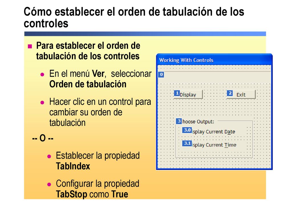 Cómo establecer el orden de tabulación de los controles