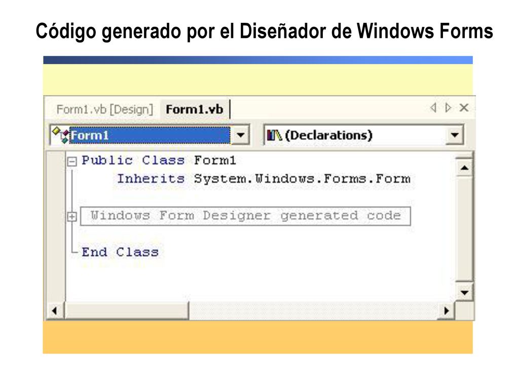 Código generado por el Diseñador de Windows Forms