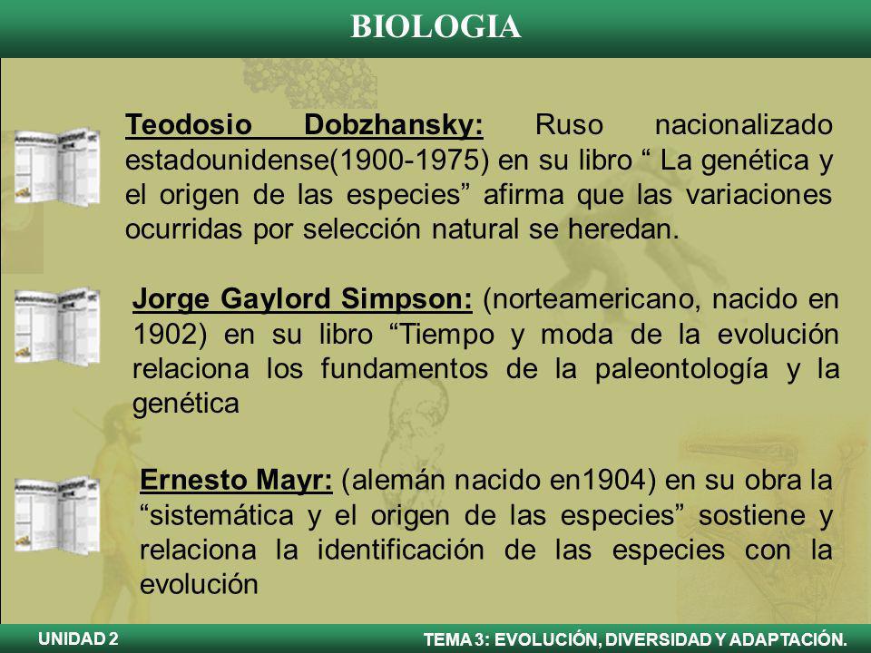Teodosio Dobzhansky: Ruso nacionalizado estadounidense( ) en su libro La genética y el origen de las especies afirma que las variaciones ocurridas por selección natural se heredan.