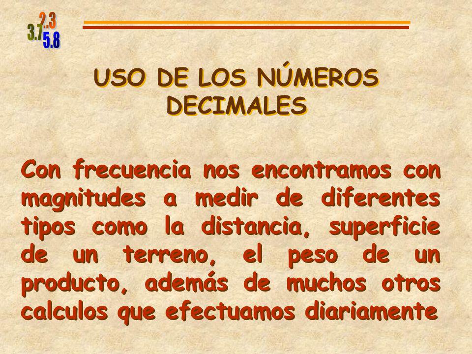 USO DE LOS NÚMEROS DECIMALES