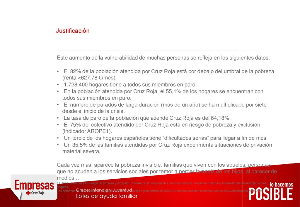 Justificación Este aumento de la vulnerabilidad de muchas personas se refleja en los siguientes datos: