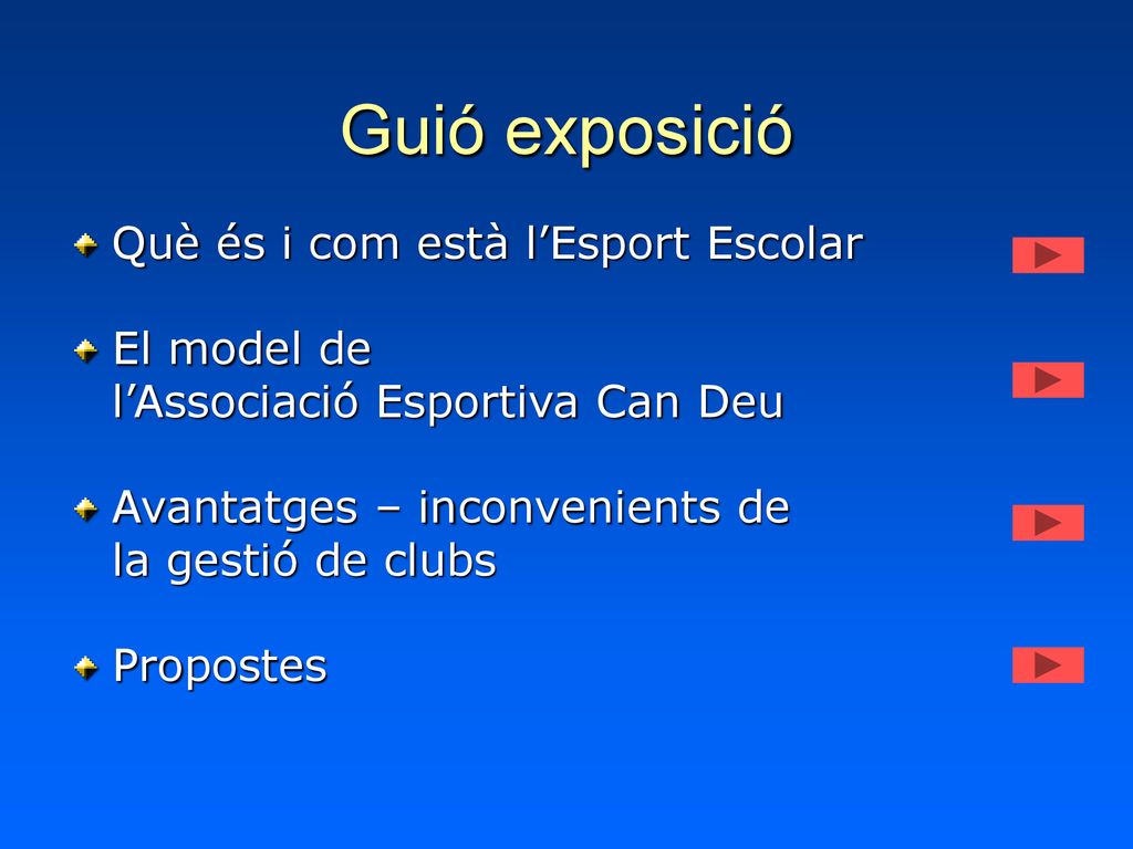 Guió exposició Què és i com està l’Esport Escolar El model de