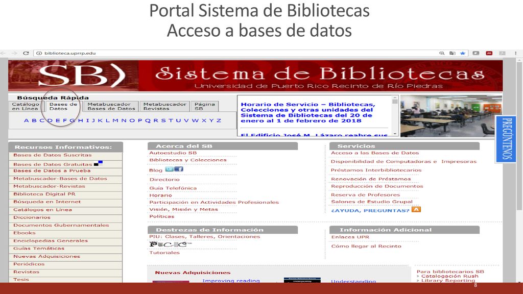 Portal Sistema de Bibliotecas Acceso a bases de datos